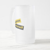 Modern, trillend, bold graphic of Express Yourself Matglas Bierpul (Voorkant links)