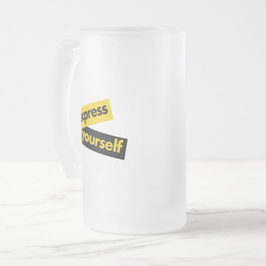 Modern, trillend, bold graphic of Express Yourself Matglas Bierpul (Voorkant links)