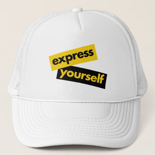 Modern, trillend, bold graphic of Express Yourself Trucker Pet (Voorkant)