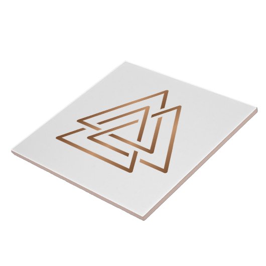 Modern Trinity Knot Tile - Minimalist Bronze Tegeltje (Zijkant)