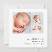 Modern Trio | Eenvoudige minimale fotogeboorte Aankondiging (Voorkant)