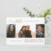 Modern Trio Multi-Photo Afstuderen Aankondiging (Staand voorkant)