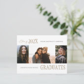 Modern Trio Multi-Photo Afstuderen Aankondiging Briefkaart (Staand voorkant)