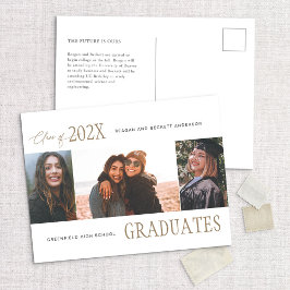 Modern Trio Multi-Photo Afstuderen Aankondiging Briefkaart