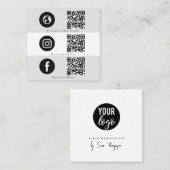 Modern Triple Icon & QR Code Social Media Logo Vierkante Visitekaartje (Voorkant / Achterkant)