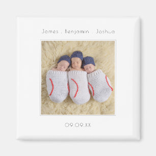 Modern Triplets Photo Keepomwille Birth Announding Magneet