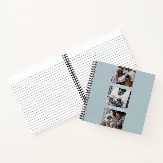 Modern Triptych 3-Photo Collage Journal - Blauw Notitieboek (Binnen)