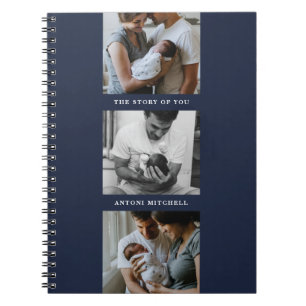 Modern Triptych 3-Photo Collage Journal - Navy Notitieboek
