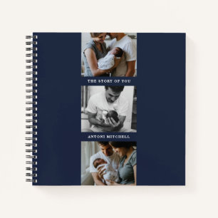 Modern Triptych 3-Photo Collage Journal - Navy Notitieboek