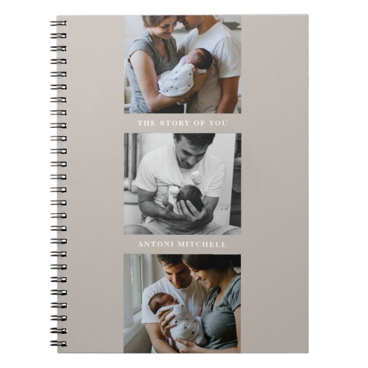 Modern Triptych 3-Photo Collage Journal - Taupe Notitieboek (Voorkant)