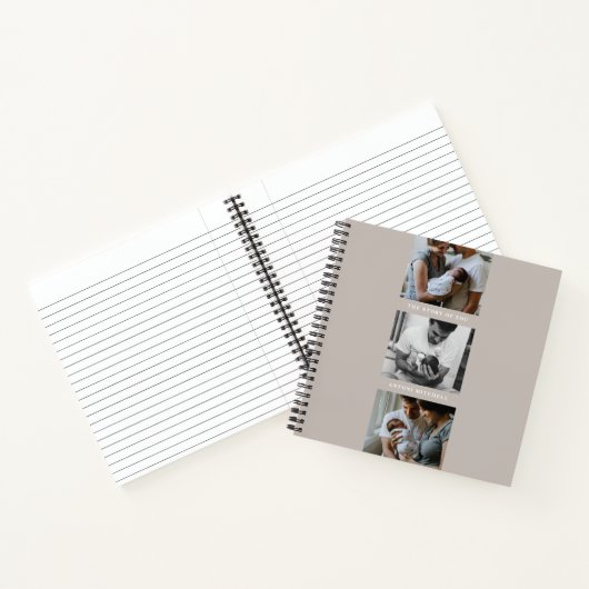 Modern Triptych 3-Photo Collage Journal - Taupe Notitieboek (Binnen)