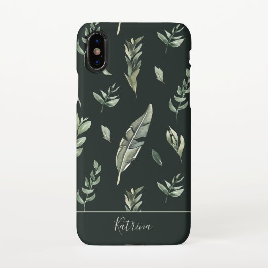 Modern Tropic Leaf Pattern iPhone Hoesje (Achterkant)
