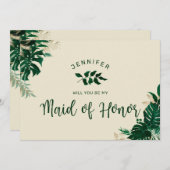 Modern Tropical Be My Maid of Honor proposal Kaart (Voorkant / Achterkant)