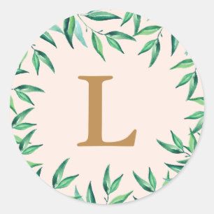 Modern Tropical Beach Bruiloft Monogram Sticker