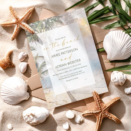 Modern Tropical Beach bruiloft Uitnodiging