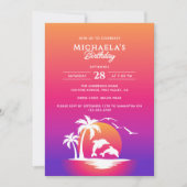 Modern Tropical Beach Sunset Verjaardagsfeest Kaart (Voorkant)
