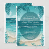 Modern Tropical Beach Turquoise Graduation Party  Kaart (Voorkant / Achterkant)