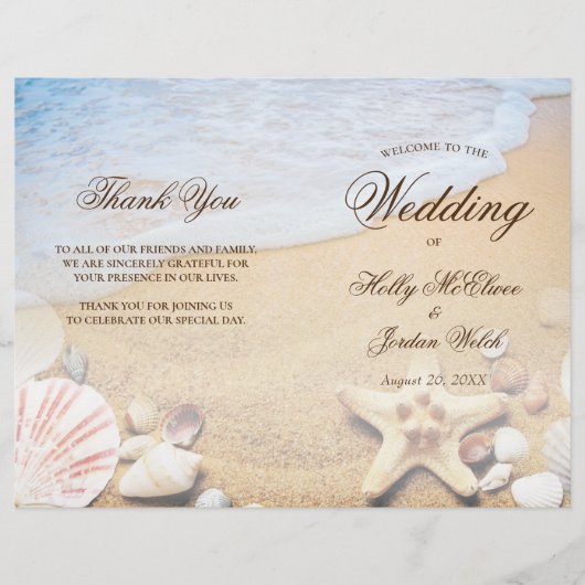 Modern Tropical Beach Wedding Folded Program Flyer (Voorkant)