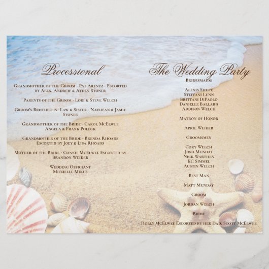 Modern Tropical Beach Wedding Folded Program Flyer (Achterkant)