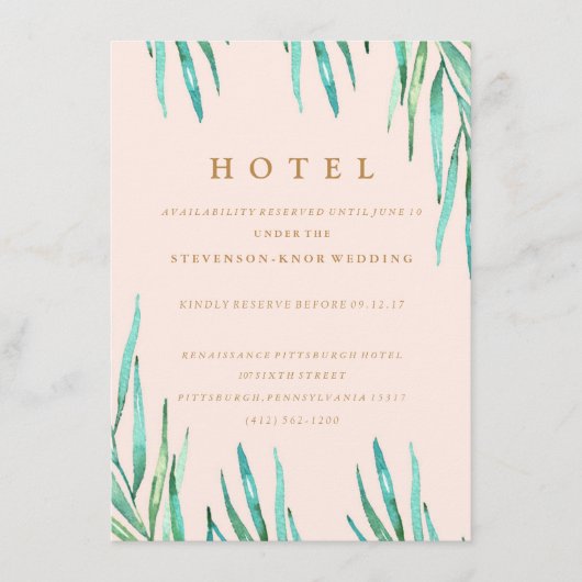 Modern Tropical Beach Wedding Hotel Kaart (Voorkant)