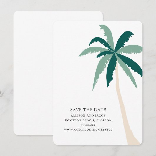 Modern Tropical Beach Wedding Save the Date Kaart (Voorkant / Achterkant)