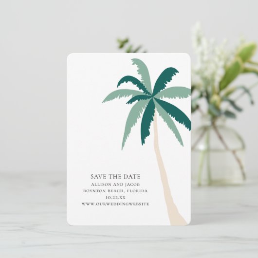 Modern Tropical Beach Wedding Save the Date Kaart (Staand voorkant)