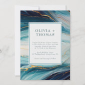 Modern Tropical Bliss Gold Blauwgroen Ocean Wave B Kaart (Voorkant)