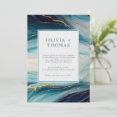 Modern Tropical Bliss Gold Blauwgroen Ocean Wave B Kaart (Staand voorkant)