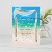 Modern Tropical Blue Beach Arbor Boho Wedding Kaart (Staand voorkant)