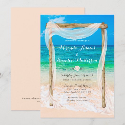 Modern Tropical Blue Beach Arbor Boho Wedding Kaart (Voorkant / Achterkant)