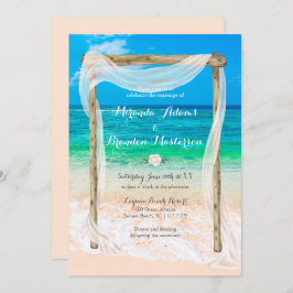 Modern Tropical Blue Beach Arbor Boho Wedding Kaart