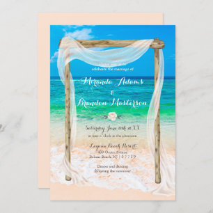 Modern Tropical Blue Beach Arbor Boho Wedding Kaart