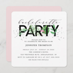 Modern Tropical Blush Flamingo Bachelorette Kaart