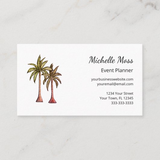 Modern Tropical Boho Palm Trees Event Planner  Visitekaartje (Voorkant)