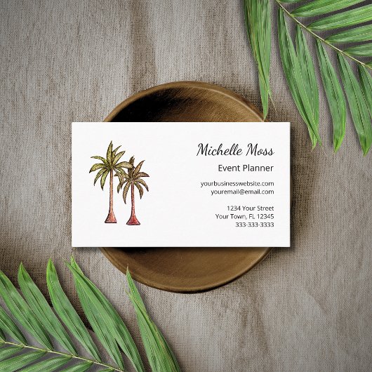 Modern Tropical Boho Palm Trees Event Planner  Visitekaartje