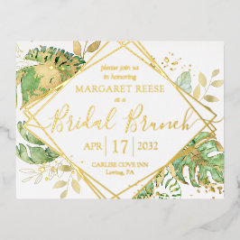 Modern Tropical Bridal Brunch Shower Gold Folie Uitnodiging Briefkaart