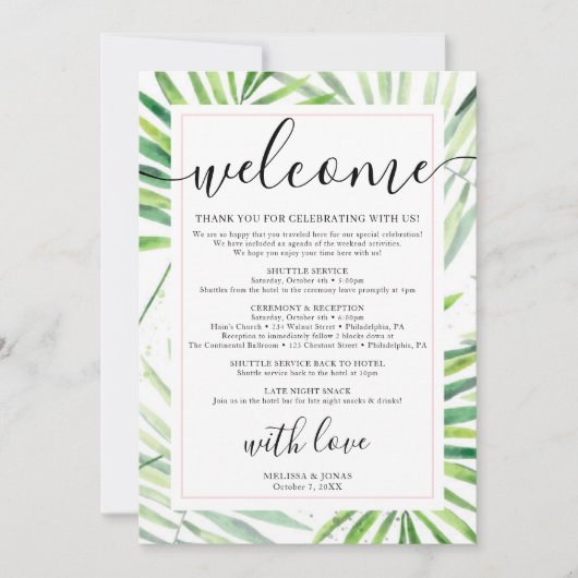 modern tropical calligraphy Invitation from the re (Voorkant)