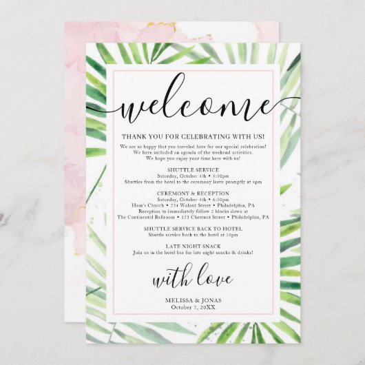 modern tropical calligraphy Invitation from the re (Voorkant / Achterkant)