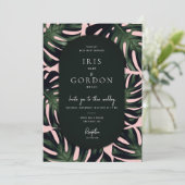 Modern Tropical Emerald Green Destination Wedding Kaart (Staand voorkant)