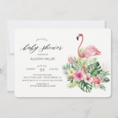 Modern Tropical Flamingo Baby shower Invitation Kaart (Voorkant)
