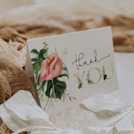Modern Tropical Flamingo Baby shower of Verjaardag Bedankkaart