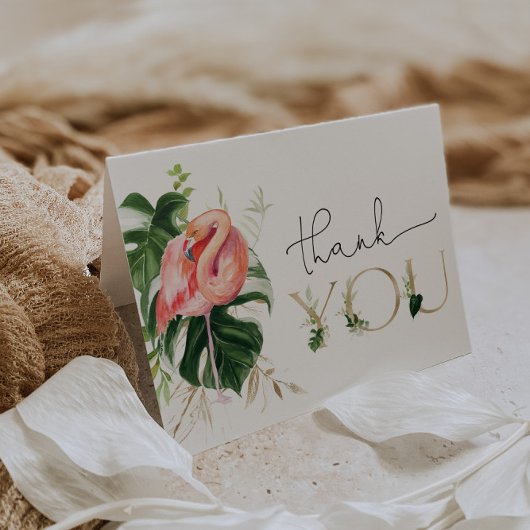 Modern Tropical Flamingo Baby shower of Verjaardag Bedankkaart