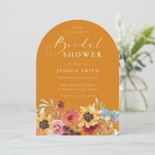 Modern Tropical Floral Arch Bridal Shower Kaart (Staand voorkant)