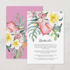 Modern Tropical Floral Hawaii Wedding Informatiekaartje