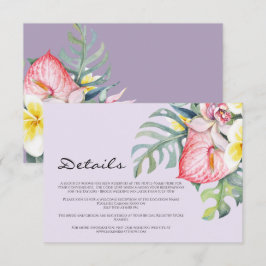 Modern Tropical Floral Hawaii Wedding Informatiekaartje
