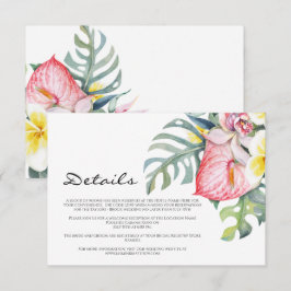 Modern Tropical Floral Hawaii Wedding Informatiekaartje