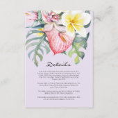 Modern Tropical Floral Hawaii Wedding Informatiekaartje (Voorkant)