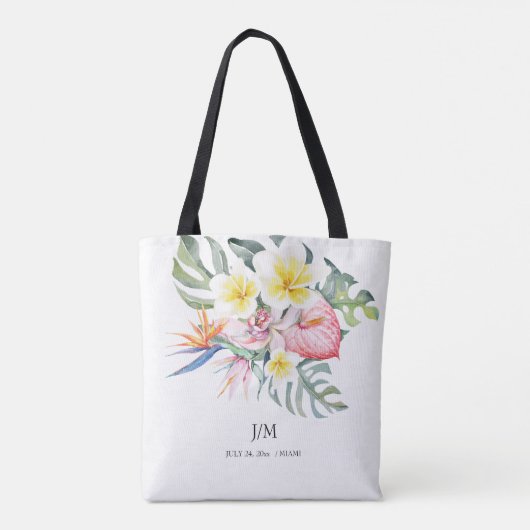 Modern Tropical Floral Monstera Tote Bag (Achterkant)