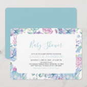 Modern Tropical Floral Summer Boy Baby shower Kaart (Voorkant / Achterkant)