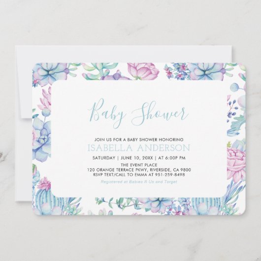 Modern Tropical Floral Summer Boy Baby shower Kaart (Voorkant)